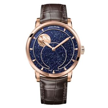 Imagem de AGELOCER Relógios mecânicos automáticos de luxo, relógio masculino original com relógio 3D da fase da lua, 6406D2, Mecânico