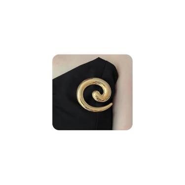 Imagem de Broche espiral dourado para mulheres e homens, camisa de terno simples grosso roupas alfinetes de lapela praia oceano joias de férias, Large, Metal, Sem Pedra Preciosa