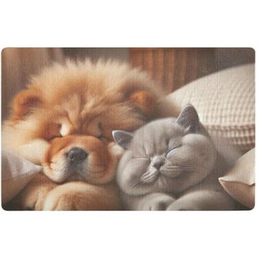 Imagem de Tapete de porta fofo para cachorro Chow Chow Chow fofo filhote de cachorro fofo tapetes de porta à prova d'água, tapetes laváveis para entrada interna, 81 x 50 cm