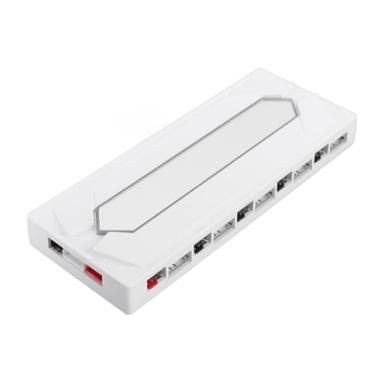 Imagem de Yunseity Argb Fan Hub, 1 a 10, Porta de Alimentação Serial Ata, Base Magnética de 5v 3 Pinos, Design de Placa Traseira Magnética, Suporta até 10 Ventiladores de CPU de computador. (WHITE)