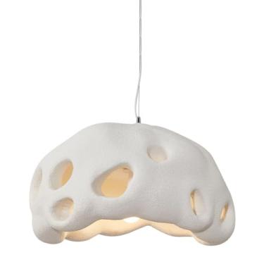 Imagem de Luminária pendente estilo meados do século XX com cúpula vazada, lustre industrial rústico para hall de entrada, luminária de teto para escada, luminária pendente vintage rústica em resina.