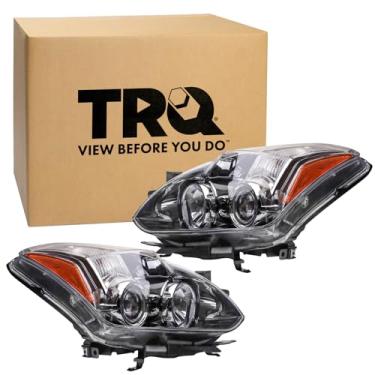 Imagem de TRQ Conjunto de faróis de halogênio para montagem de faróis compatíveis com Nissan Altima 2 portas 2010-2013 Coupe NI2502191 NI2503191