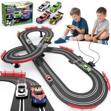 Imagem de Conjunto de pista de corrida de caça-níqueis Wupuaait 3 em 1 com 4 car