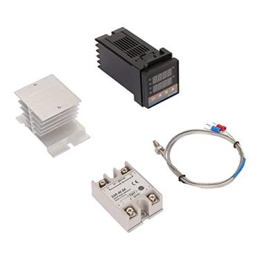 Imagem de GLOGLOW Conjunto de Termostato PID Digital Termostato PID Digital, Conjunto de Controlador de Temperatura para Galinheiro, Incubadora de Fazenda, Forno, Aves e Suprimentos para Gado (40A)