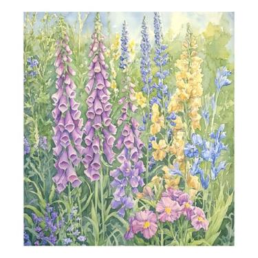 Imagem de CEBUGI Capa magnética para lava-louças Foxgloves and Iris Capas decorativas para portas de lava-louças 58,4 x 66 cm Decalque de painel de geladeira para decoração de cozinha doméstica
