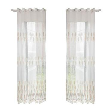 Imagem de Cortina de janela de poliéster Ainoli Valências Voile Quarto Decoração de sala de estar (Cáqui)