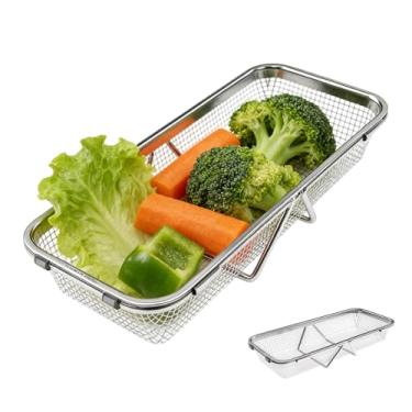 Imagem de Escorredor de pratos sobre a pia - cesto de drenagem extensível de aço inoxidável - Suporte de prato para pia | para pratos, tigelas, copos, utensílios de mesa, pauzinhos, garfos, colheres, utensílios