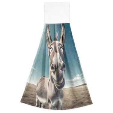 Imagem de Joisal Toalhas de cozinha com laço para pendurar, conjunto de 2 toalhas de forno de burro, absorventes e macios, essenciais de cozinha decorativos, 46 x 35 cm