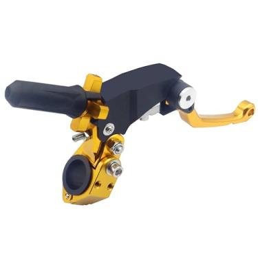 Imagem de JXPANG Alça de embreagem dobrável universal de alumínio de 22 mm de liga de 360 ° com assento de montagem para motocicleta, esportes urbanos, miniciciclos, scooter, quadriciclo (dourado)
