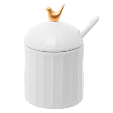 Imagem de Açucareiro De Cerâmica Birds Colibri Com Colher E Tampa 12Cm - Wolff