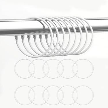 Imagem de Anéis de cortina de chuveiro, 10 peças, anéis de cortina de metal à prova de ferrugem de 5 cm com junta de pressão, anéis de cortina de chuveiro redondos deslizantes suaves para varões de chuveiro de