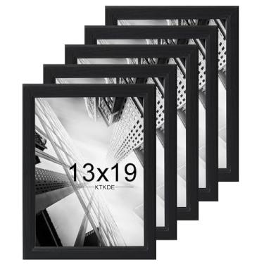 Imagem de KTKDE Conjunto de 5 porta-retratos de 33 x 48 cm, molduras pretas arborizadas, verticais e horizontais, para exibição de parede, moldura de galeria de estúdio para fotos, pôsteres e impressões de arte