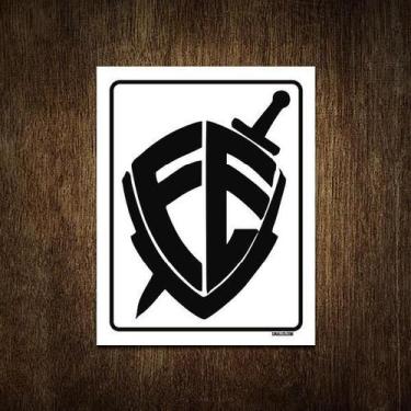 Imagem de Placa Decorativa - Escudo Fé Gospel 36X46 - Sinalizo.Com