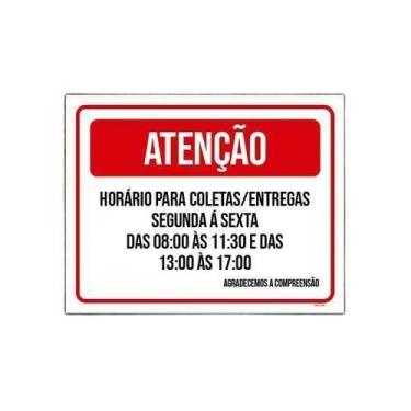 Imagem de Kit 10 Placasinalização - Atenção Horário Coletas Entregas - Sinalizo.
