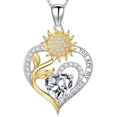 Imagem de Iefil Presentes de Dia das Mães - Presentes de girassol para mulheres, colar de girassol, colar de pedra do mês de nascimento para mulheres, presente de aniversário para mãe, You Are My Sunshine, joia