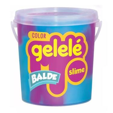 Imagem de Balde Slime Color Gelelé Doce Brinquedo 457g 2 Cores Azul e Roxo - Doc