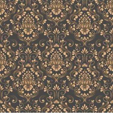 Imagem de Papel de parede vintage preto dourado damasco - Papel de parede floral autoadesivo clássico 45 cm x 299 cm Papel de contato removível para quarto, sala de estar, badroom, cozinha, papel de parede