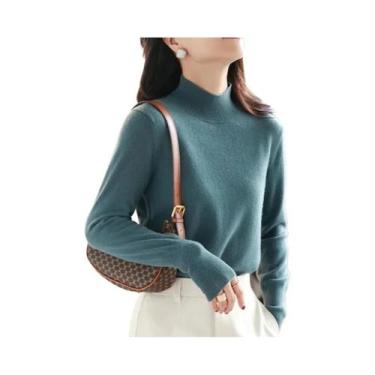 Imagem de Suéter Feminino De Tricô Gola Alta Manga Longa Slim Quente E Macio Par