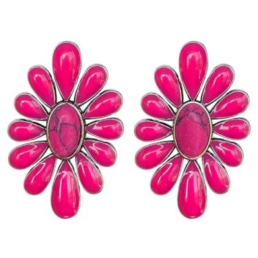 Imagem de TIANHONGYAN Brincos femininos com pingente geométrico oval turquesa ocidental boêmia, estilo caubói ocidental, étnico, gota, joia, Small, Metal, Sem pedra preciosa