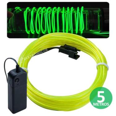 Imagem de Fio Cordão Neon Fluorescente 5 Metros Com Controlador Luz Flexível CYL