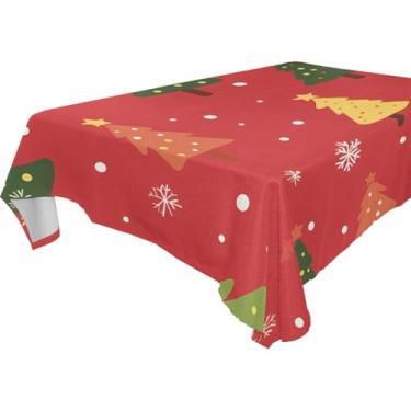Imagem de Blueangle Toalha de mesa de árvore de Natal – Toalha de mesa retangular de poliéster impermeável e resistente a manchas para ambientes internos e externos, 152 x 274 cm (300)