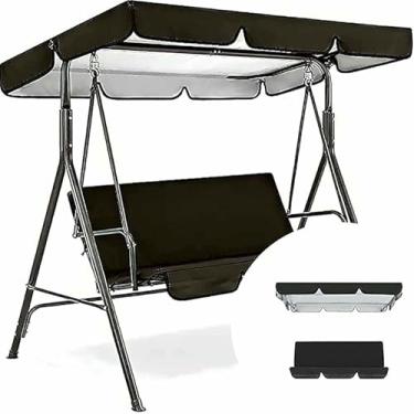 Imagem de Conjunto de cobertura para balanço de pátio de 3 lugares, toldo de substituição para cadeira de balanço, móveis de jardim externos, capa impermeável para balanço.