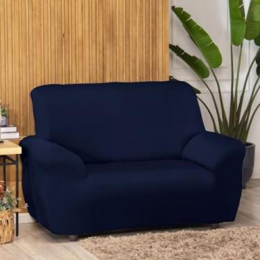 Imagem de 1 Unidade De Capa de Sofá Coladinha Com Costura Reforçada Para 1, 2 ou 3 Lugares De Malha Gel Grossa (Azul Marinho,1 Lugar)