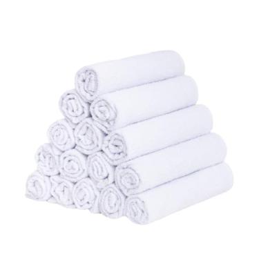Imagem de Kit 5 Toalhas Lavabo para Manicure e Pedicure em Algodão, uso em salão, spa e lavabo doméstico (5 BRANCO)
