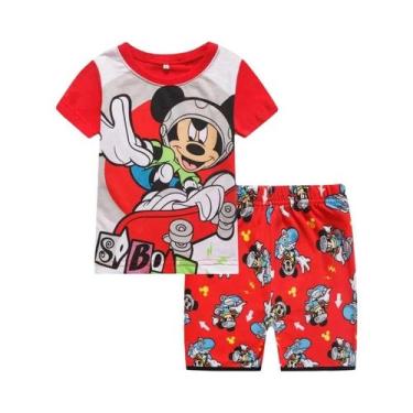 Imagem de Conjunto De Pijamas De Manga Curta Para Crianças Fantasia De Mickey Ro