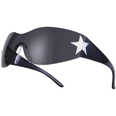 Imagem de Gafas de Sol Dollger Trendy Y2K sin Montura Envolver Negro