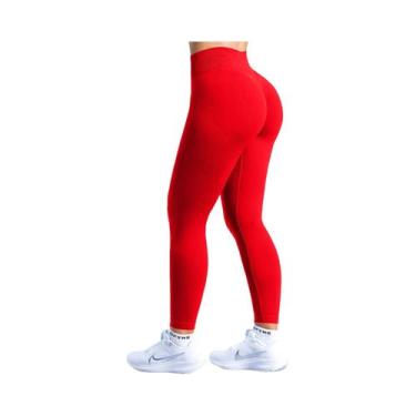 Imagem de Calças De Yoga Femininas De Cintura Baixa Com Efeito Levanta Bumbum E 