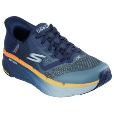 Imagem de Skechers Tênis masculino Max Cushion Premier 2.0 Ascendant II sem cadarço, Azul-marinho/laranja, 44
