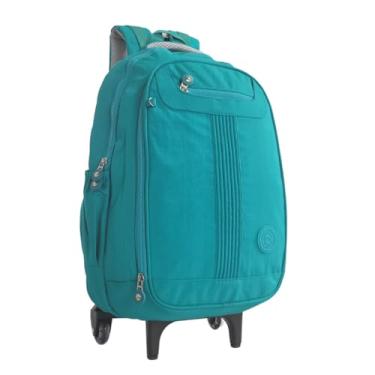 Imagem de Mochila De Rodinha Juvenil Masculino Feminino Escolar (Verde Claro)