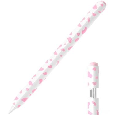 Imagem de Capa de silicone para Apple Pencil (USB-C), capa protetora de silicone com estampa de vaca, acessórios para pele, suporta fixação magnética, rosa