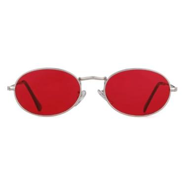 Imagem de Óculos de Sol Retrô Masculino Feminino Filme Lentes Rosa e Vermelhas Armação de Metal Óculos de Sol Vintage Feminino UV(2)