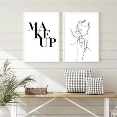 Imagem de Kit 2 Quadros Makeup One Line 33x24cm - Vidro - Quadros On-Line