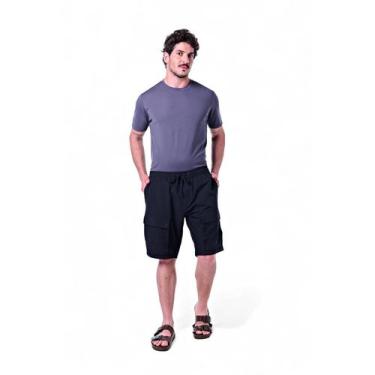 Imagem de Bermuda Masculina Micro Fibra Cargo - Rabbitohs, G, Preto