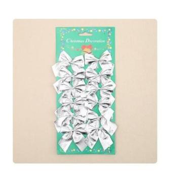 Imagem de Enfeite Laços De Natal Com 12 Unidades - Topmixshop, Prateado