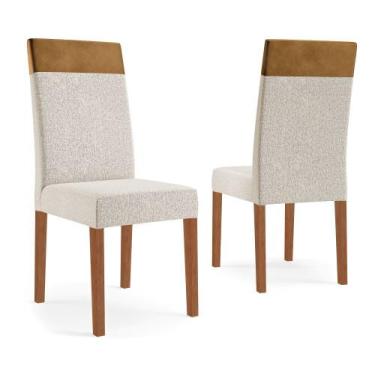 Imagem de Conjunto 2 Cadeiras Estofadas Paris Madetal, Mel Tec 057/Bege