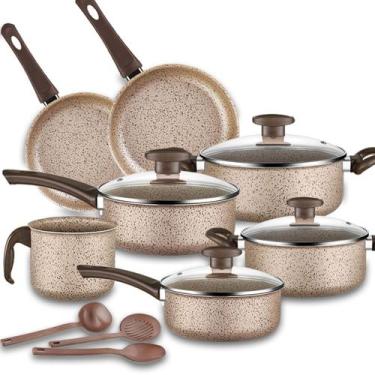 Imagem de Jogo de Panelas 10 Pçs Bianco Antiaderente Tampa de Vidro - Marpal, Be