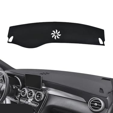 Imagem de Capa de painel compatível com Mercedes Benz C-Class 2015 2016 2017 2018 2019 2020 2021, tapete de painel de couro adequado para C250 C300 C400, para-sol para painel (sem HUD)