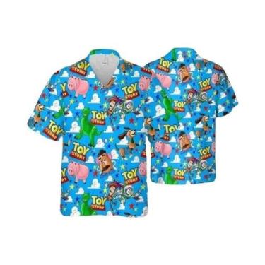 Imagem de Camisa Havaiana Toy Story Para Homens E Mulheres, Manga Curta, Botão F