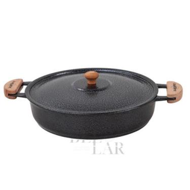 Imagem de Frigideira grande de aluminio batido fundido grosso preta - DIVIFORTE,