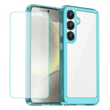 Imagem de Wanyuexes Capa para Galaxy S25 Plus, capa para Samsung S25+ 5G SM-S936B com protetor de tela de vidro temperado, parte traseira rígida transparente de policarbonato e capa protetora de TPU para