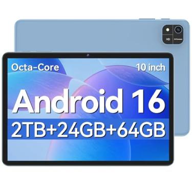 Imagem de EHFiDC Tablet de 10 polegadas, tablets Android 16 com processador Octa-Core, 24 GB de RAM, 64 GB de armazenamento, 2 TB expansível, tela HD 1280 x 800 IPS, GPS, câmera dupla de 5 MP + 8 MP, bateria de
