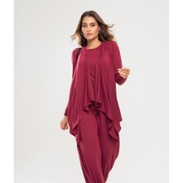 Imagem de Conjunto Salvatore Fashion Kimono Blusa Manga Longa Wide Leg Malha Feminino-Feminino