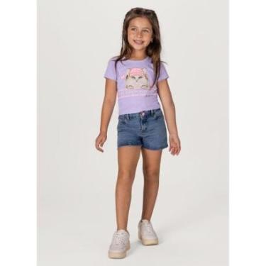 Imagem de Blusa cropped neon infantil menina de gatinho Brandili Lilás-Feminino