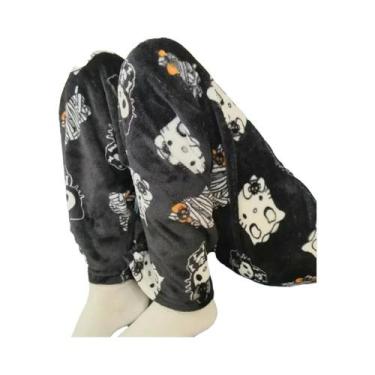 Imagem de Calça de Pijama Feminina Hello Kitty - Grossa, de Lã, com Elástico Dup
