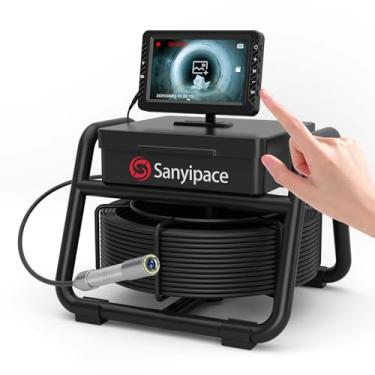 Imagem de Sanyipace Câmera de esgoto portátil, câmera de inspeção de tubo de curta distância com tela HD de 5 polegadas, sonda à prova d'água IP68 de 18 mm, marcadores de medidor, suporte magnético para vários