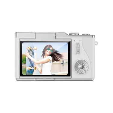 Imagem de Acouto Câmera Digital 4K, Tela Flip Dobrável retrô, Câmera Infantil de 48 MP Com Tela IPS Eye Care e Selfie de 180 °, para Alunos Iniciantes Fotografia Vlog (Branco)